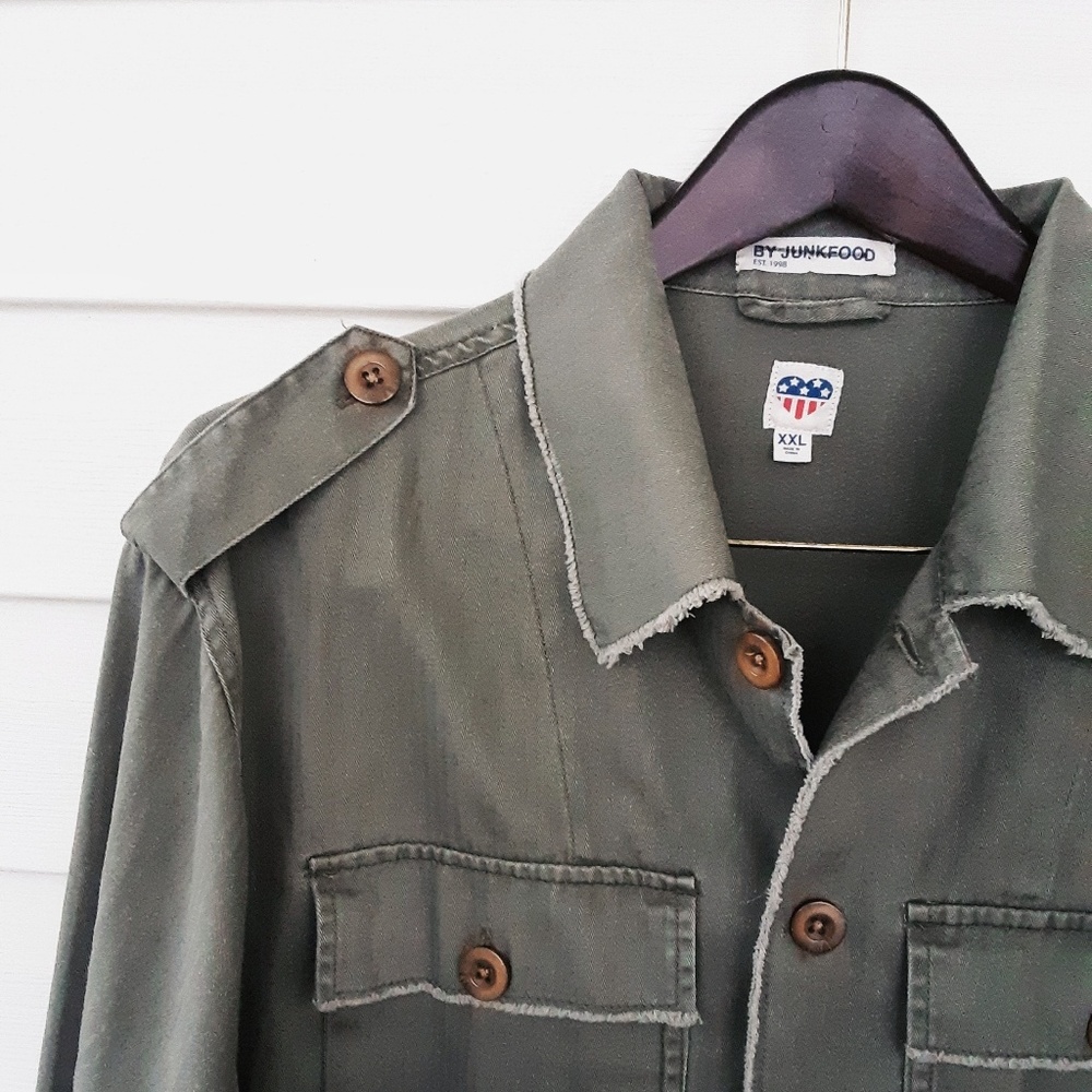 Junk Food Graphic Band Green Military Jacket XXL